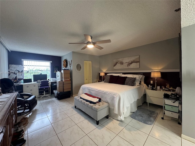 3910 Inverrary Blvd Unit 603-B, Lauderhill, FL 33319 - bedroom with an office area, a textured ceiling, and ceiling fan