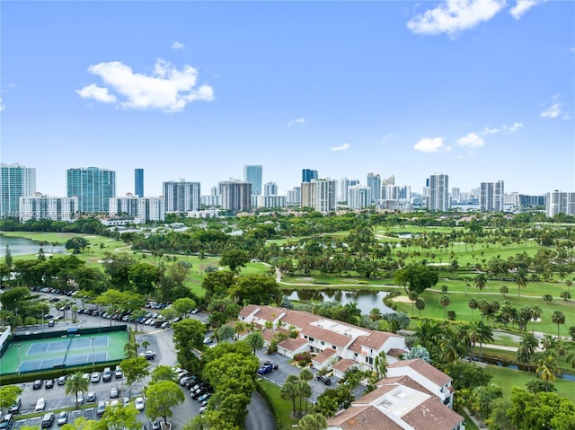 20218 NE 34th Ct Unit 52, Aventura, FL 33180 - aerial view of a nearby body of water, skyline, and a golf club