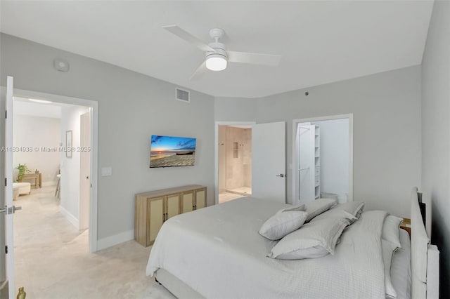 3205 NE 184th St Unit 9106, Aventura, FL 33160 - bedroom featuring light carpet, ensuite bathroom, and a ceiling fan