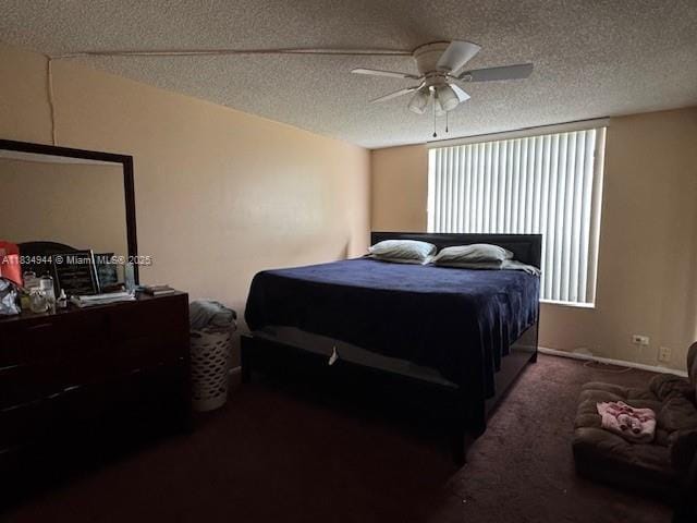 3690 Inverrary Dr Unit 1T, Lauderhill, FL 33319 - carpeted bedroom with a textured ceiling and ceiling fan