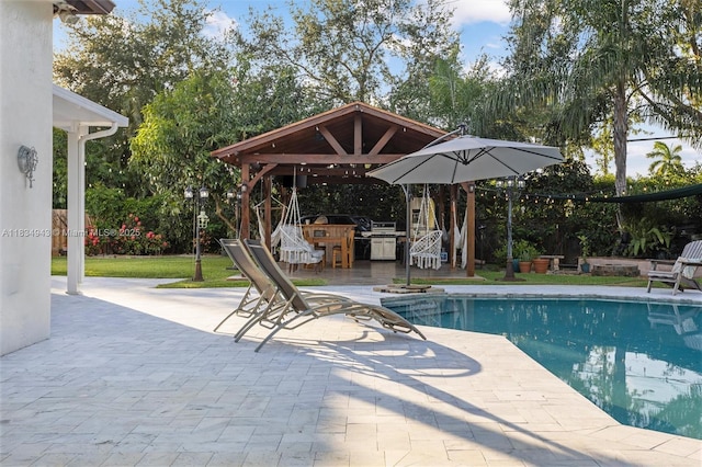 14501 SW 33rd Ct, Miramar, FL 33027 - outdoor pool featuring a gazebo and a patio