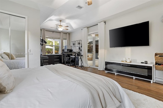 14501 SW 33rd Ct, Miramar, FL 33027 - bedroom featuring wood finished floors, ceiling fan, and a desk