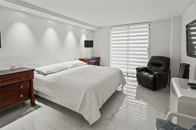 8877 Collins Ave Unit 705, Surfside, FL 33154 - bedroom with recessed lighting and marble tiled floors