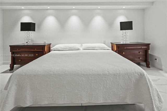 8877 Collins Ave Unit 705, Surfside, FL 33154 - bedroom with recessed lighting and marble finish flooring
