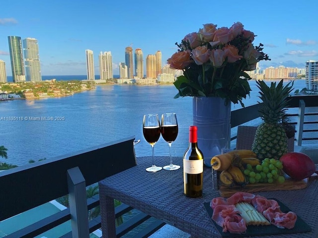 3530 Mystic Pointe Dr Unit 1714, Aventura, FL 33180 - dock area featuring a skyline view, a balcony, and a water view