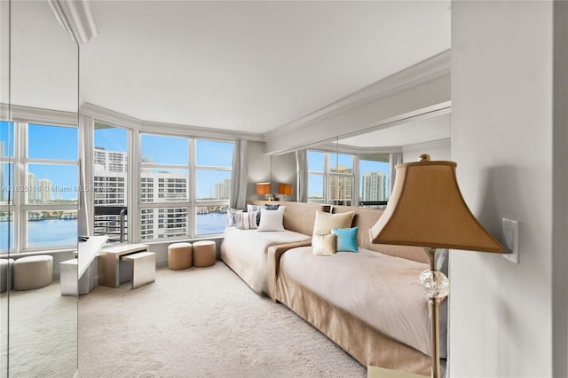 3530 Mystic Pointe Dr Unit 1714, Aventura, FL 33180 - carpeted bedroom with crown molding and a view of city