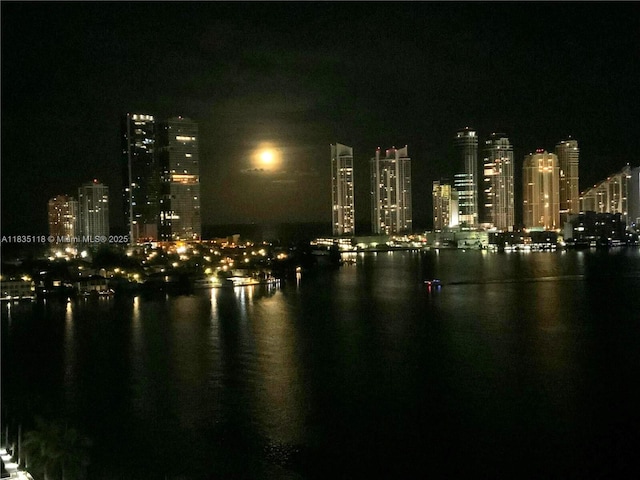 3530 Mystic Pointe Dr Unit 1714, Aventura, FL 33180 - city view featuring a nearby body of water and a view of city lights