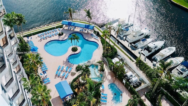 3530 Mystic Pointe Dr Unit 1714, Aventura, FL 33180 - aerial view of property's location with a pool area and a large body of water