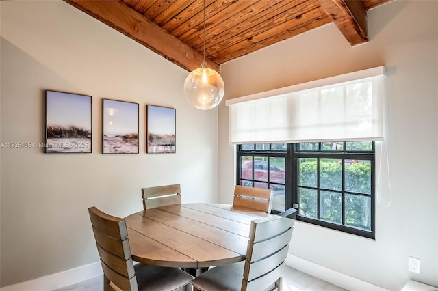 10391 Jasmine Ct, Pembroke Pines, FL 33026 - dining room with a wood ceiling with exposed beams and baseboards