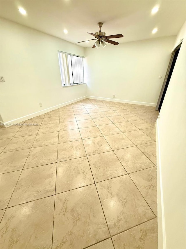 5012 SW 40th Ave Unit 5012, Fort Lauderdale, FL 33312 - unfurnished room with light tile patterned floors, recessed lighting, and a ceiling fan