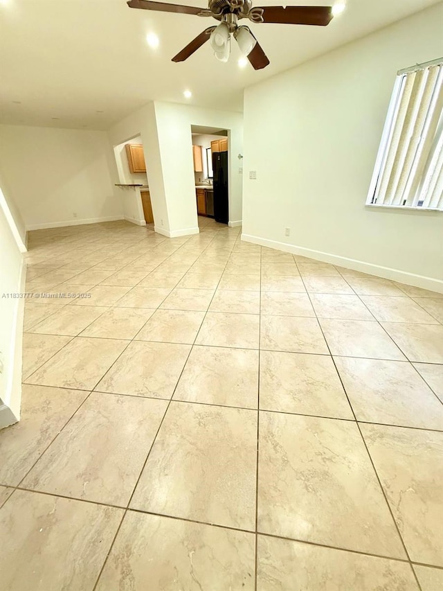 5012 SW 40th Ave Unit 5012, Fort Lauderdale, FL 33312 - unfurnished living room featuring light tile patterned flooring, recessed lighting, and a ceiling fan