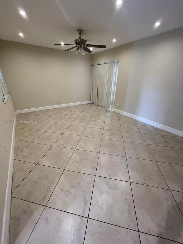 5012 SW 40th Ave Unit 5012, Fort Lauderdale, FL 33312 - unfurnished room with ceiling fan, recessed lighting, and light tile patterned floors