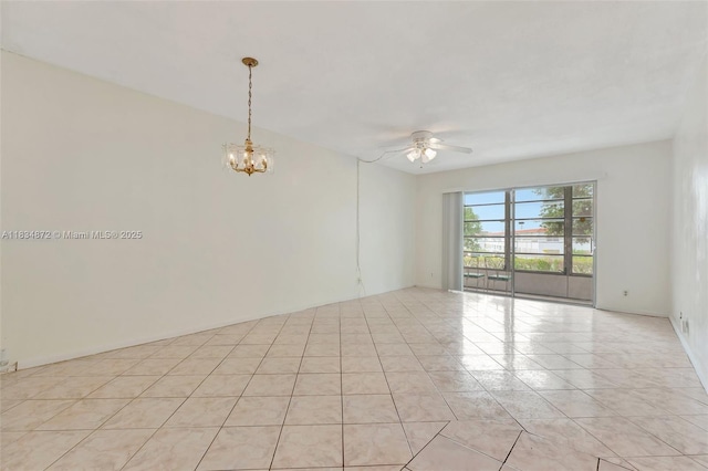 4341 NW 16th St Unit 203, Lauderhill, FL 33313 - unfurnished room with ceiling fan, a chandelier, and light tile patterned flooring
