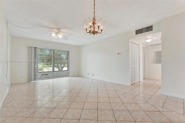 4341 NW 16th St Unit 203, Lauderhill, FL 33313 - unfurnished room with a ceiling fan, light tile patterned floors, and a chandelier