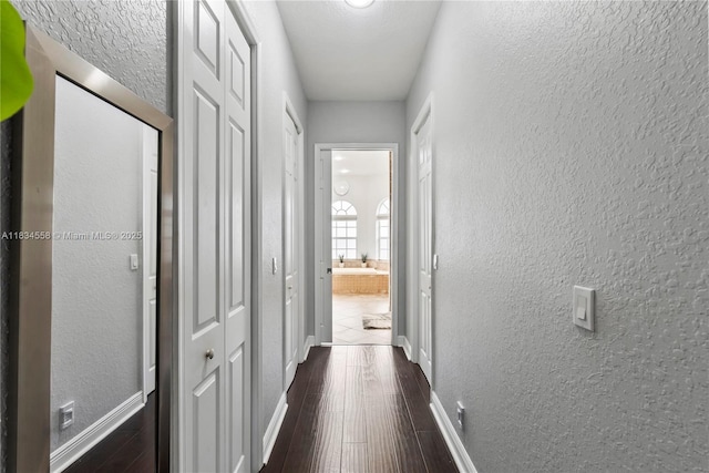 8346 SW 51st St, Davie, FL 33328 - hallway with dark wood-style floors and a textured wall