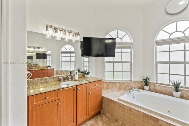 8346 SW 51st St, Davie, FL 33328 - full bathroom featuring a bath, vanity, and tile patterned floors