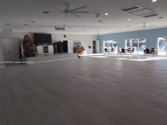 5054 Lakefront Blvd Unit A, Delray Beach, FL 33484 - misc room with a ceiling fan, wood finished floors, and recessed lighting