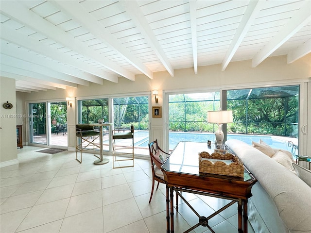 8225 SW 151st St, Palmetto Bay, FL 33158 - sunroom featuring beam ceiling and healthy amount of natural light