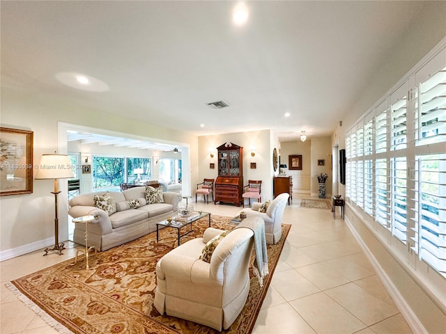 8225 SW 151st St, Palmetto Bay, FL 33158 - living room with light tile patterned flooring and recessed lighting