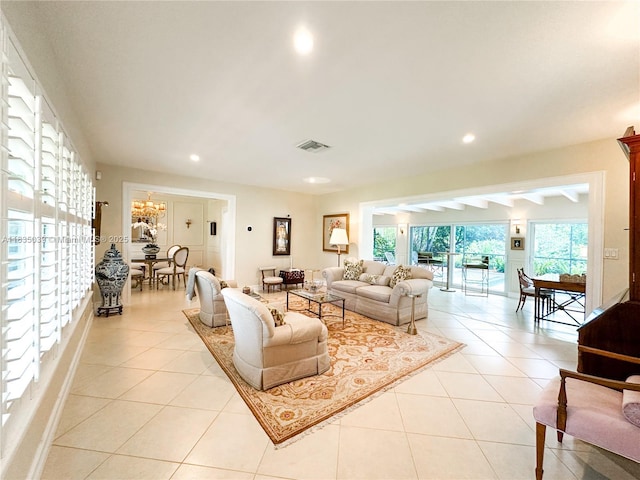 8225 SW 151st St, Palmetto Bay, FL 33158 - living room with light tile patterned floors and recessed lighting
