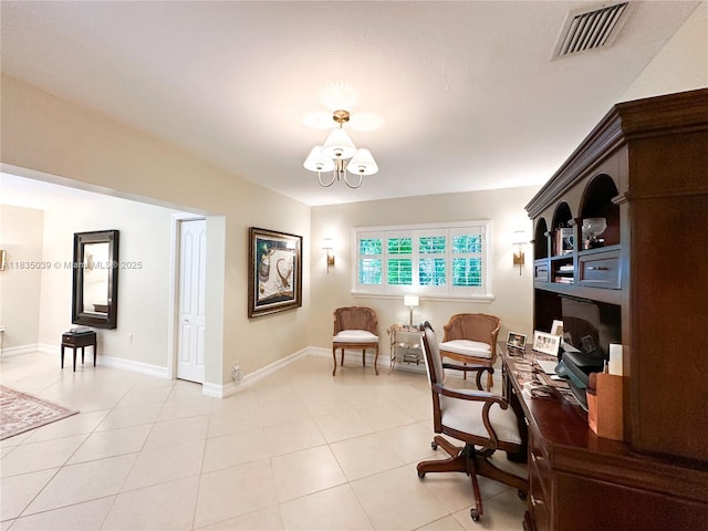 8225 SW 151st St, Palmetto Bay, FL 33158 - office featuring a chandelier and light tile patterned floors