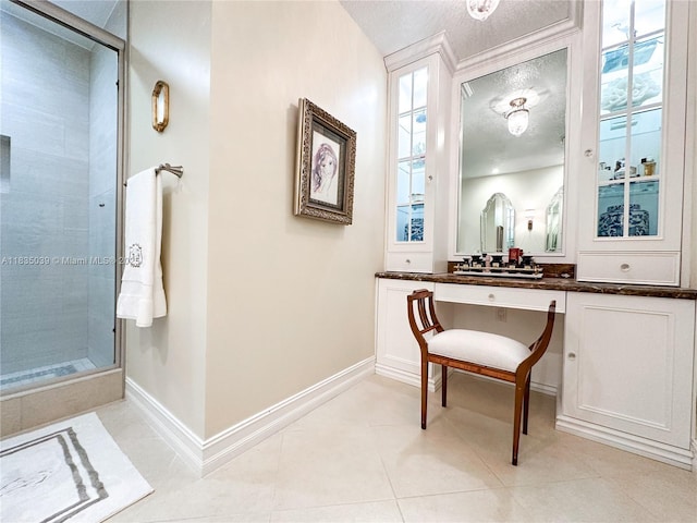 8225 SW 151st St, Palmetto Bay, FL 33158 - full bathroom with a stall shower, a textured ceiling, tile patterned floors, and vanity