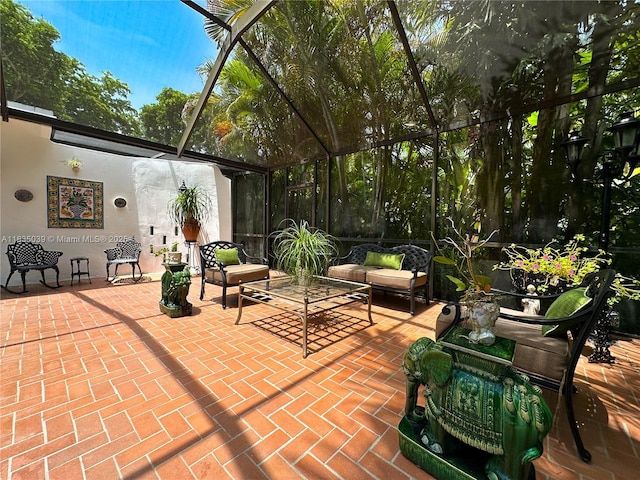8225 SW 151st St, Palmetto Bay, FL 33158 - view of patio / terrace with outdoor lounge area and glass enclosure