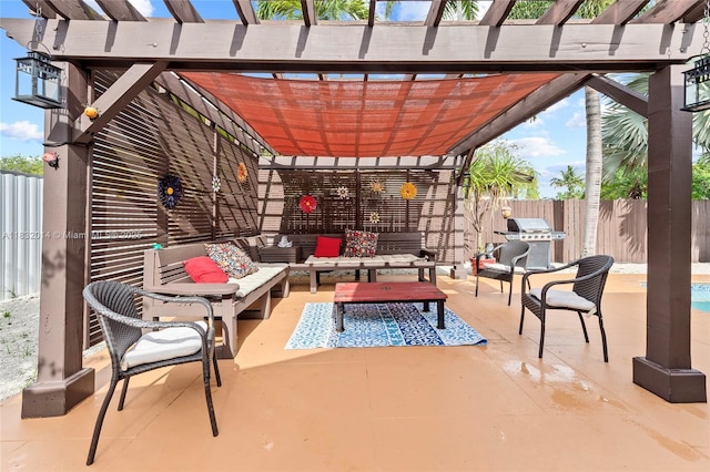17130 SW 93rd Ave, Palmetto Bay, FL 33157 - view of patio / terrace with a pergola, a grill, and an outdoor hangout area