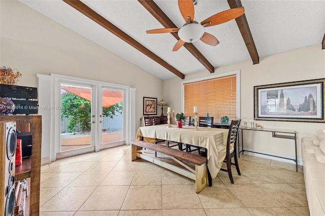 17130 SW 93rd Ave, Palmetto Bay, FL 33157 - dining space featuring french doors, ceiling fan, and light tile patterned floors