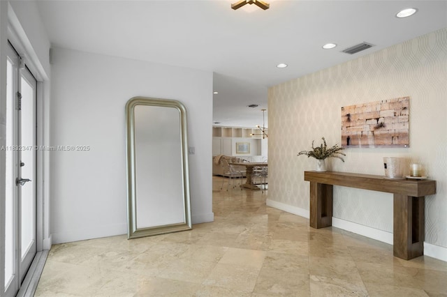 1231 96th St, Bay Harbor Islands, FL 33154 - corridor featuring recessed lighting, wallpapered walls, and plenty of natural light