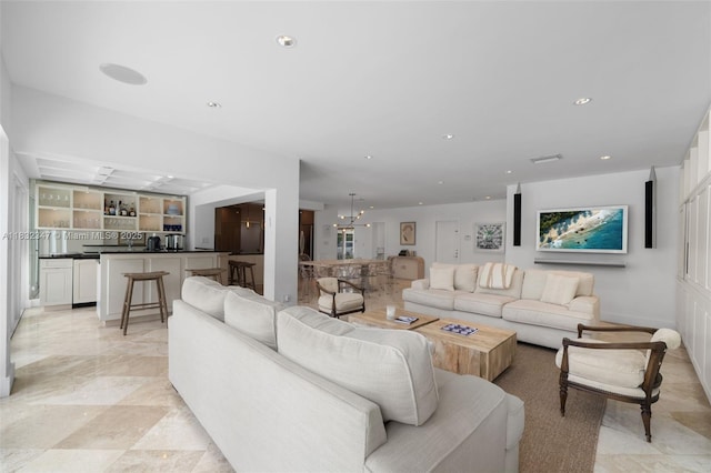 1231 96th St, Bay Harbor Islands, FL 33154 - living area with recessed lighting and a chandelier