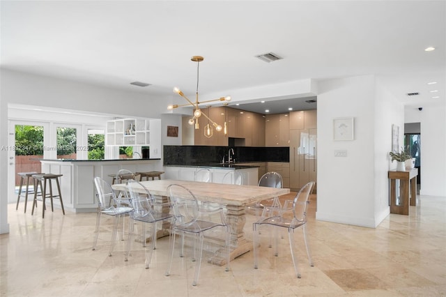 1231 96th St, Bay Harbor Islands, FL 33154 - dining room with a chandelier and recessed lighting