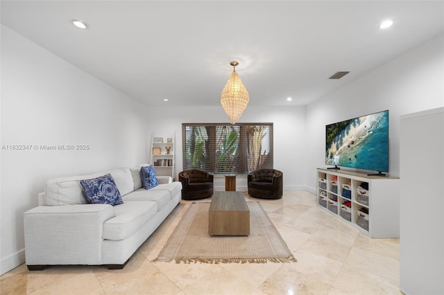 1231 96th St, Bay Harbor Islands, FL 33154 - living room with recessed lighting and light tile patterned flooring