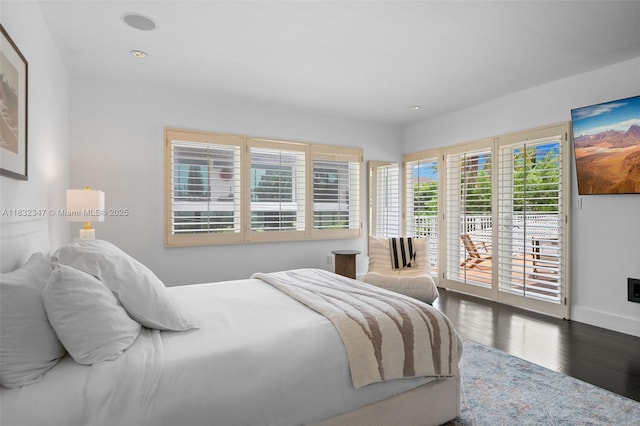 1231 96th St, Bay Harbor Islands, FL 33154 - bedroom featuring access to outside, wood finished floors, and recessed lighting
