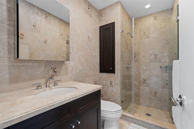 1231 96th St, Bay Harbor Islands, FL 33154 - full bath featuring tile walls, a shower stall, and vanity