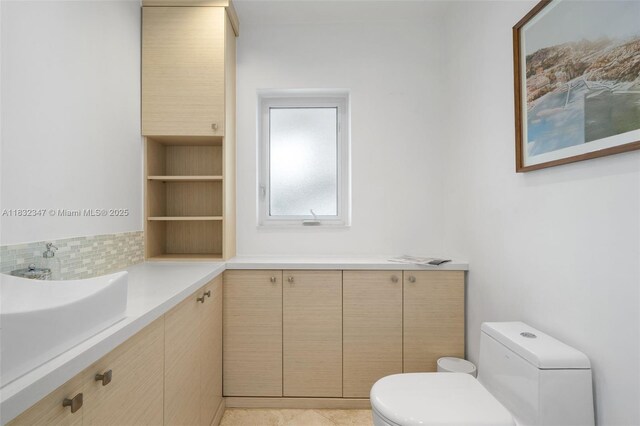 1231 96th St, Bay Harbor Islands, FL 33154 - bathroom with vanity and decorative backsplash