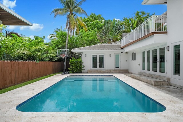 1231 96th St, Bay Harbor Islands, FL 33154 - view of pool featuring french doors and a patio area