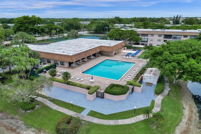 4965 E Sabal Palm Blvd Unit 207, Tamarac, FL 33319 - drone / aerial view of a pool area