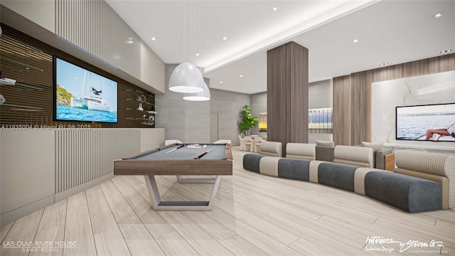 333 Las Olas Way Unit 405, Fort Lauderdale, FL 33301 - playroom featuring pool table and recessed lighting