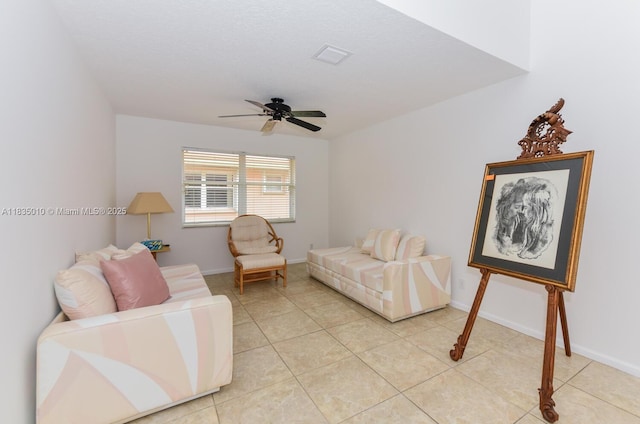 5570 Royal Lake Cir, Boynton Beach, FL 33437 - living room with ceiling fan and light tile patterned floors