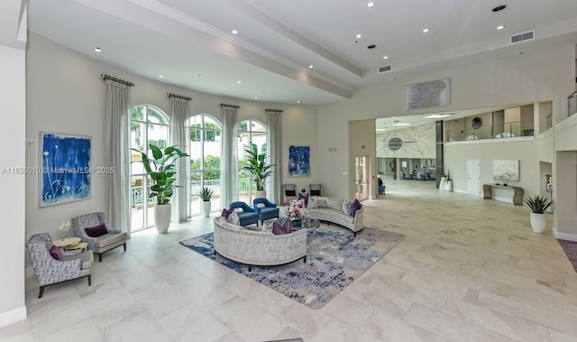 5570 Royal Lake Cir, Boynton Beach, FL 33437 - living room with a towering ceiling and recessed lighting