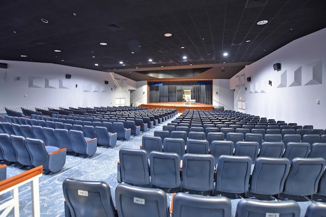 5570 Royal Lake Cir, Boynton Beach, FL 33437 - carpeted home theater featuring recessed lighting