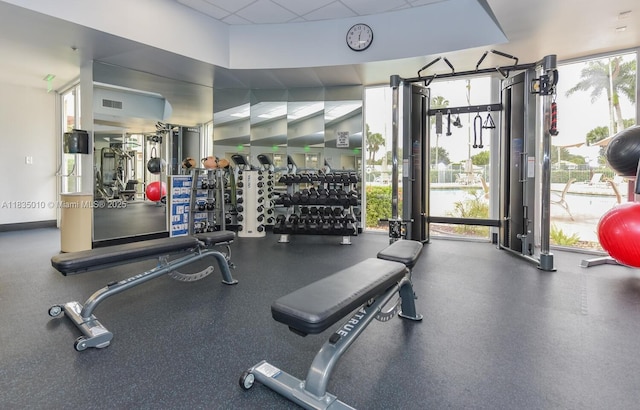 5570 Royal Lake Cir, Boynton Beach, FL 33437 - gym with a drop ceiling