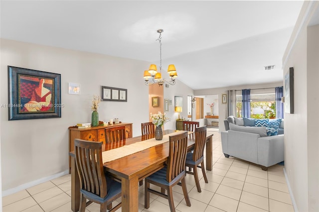 5001 SW 11th Cir, Margate, FL 33068 - dining area featuring a chandelier, light tile patterned floors, and lofted ceiling