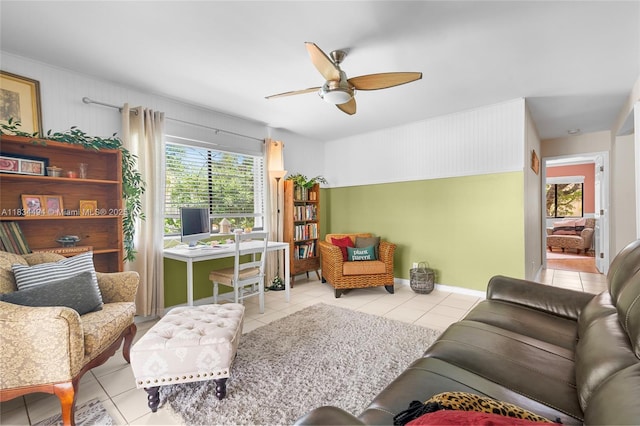 5001 SW 11th Cir, Margate, FL 33068 - tiled living room with ceiling fan and healthy amount of natural light