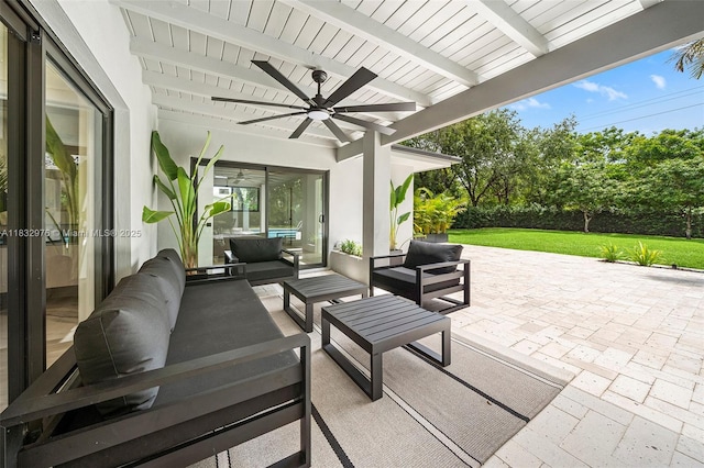 15121 SW 69th Ct, Palmetto Bay, FL 33158 - view of patio featuring a ceiling fan and an outdoor living space