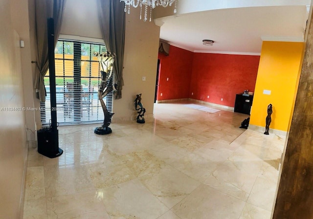 8565 NW 168th Ter, Miami Lakes, FL 33016 - foyer entrance featuring crown molding and marble finish flooring