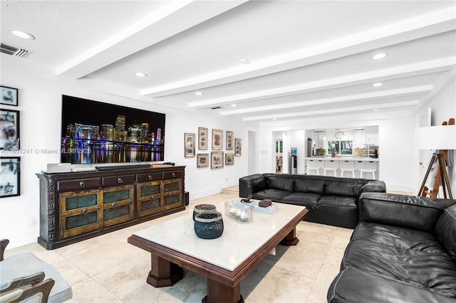 10821 SW 92nd Ave, Miami, FL 33176 - living area with beam ceiling and recessed lighting