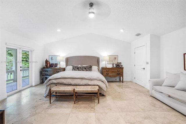 10821 SW 92nd Ave, Miami, FL 33176 - bedroom with access to outside, vaulted ceiling, and ceiling fan