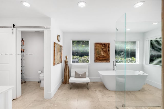 10821 SW 92nd Ave, Miami, FL 33176 - bathroom featuring plenty of natural light, a soaking tub, recessed lighting, and tile patterned flooring